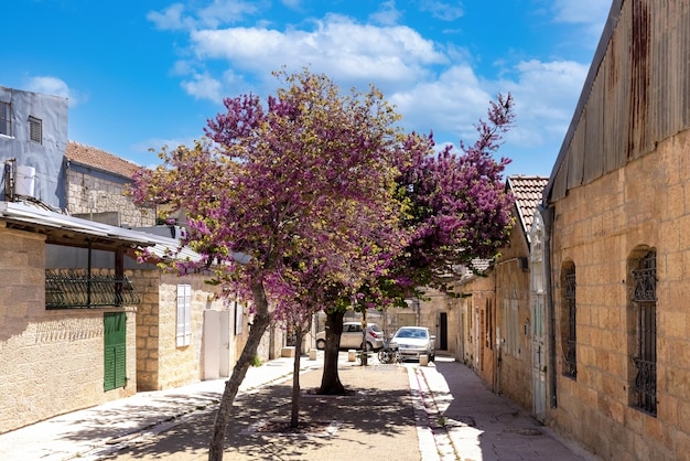 Israel Jerusalem old narrow streets of Nahlaot historic neighborhood with many small synagogues