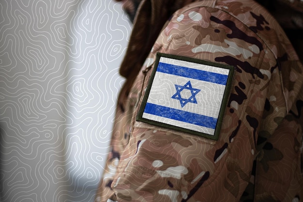 Israel Soldier Soldier with flag Israel Israel flag on a military uniform Camouflage clothing