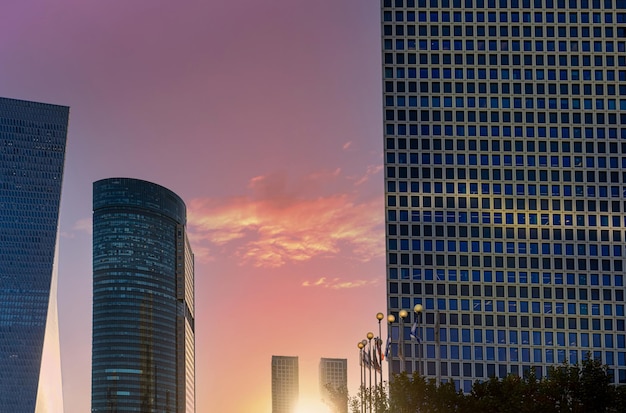 Israel tel aviv financial business district skyline includes shopping malls and high tech offices