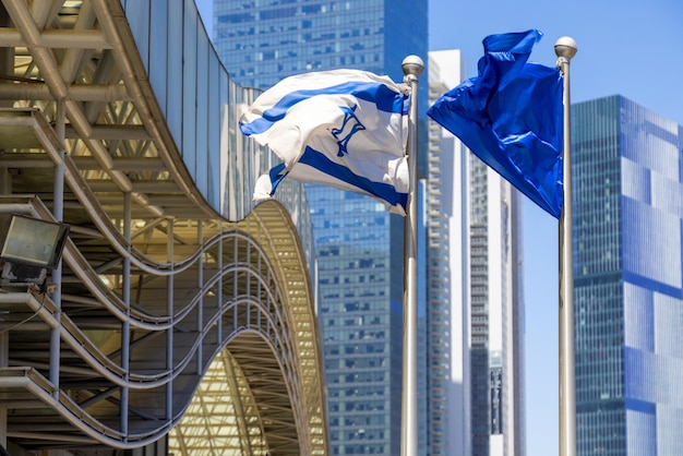 Israel Tel Aviv financial business district skyline includes shopping malls and high tech offices