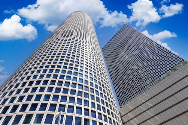 Israel Tel Aviv financial business district skyline with shopping malls and high tech offices