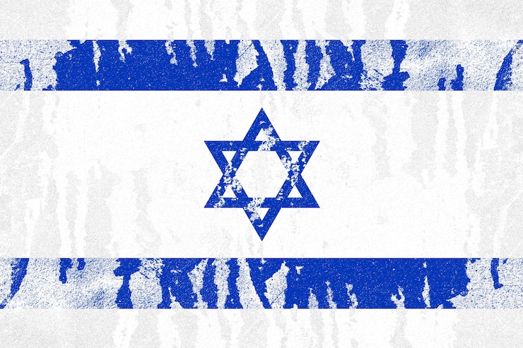 Foto israël vlag geschilderd op oude noodlijdende betonnen muur achtergrond