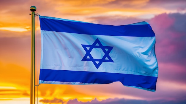 Israel Waving Flag Against a Cloudy Sky