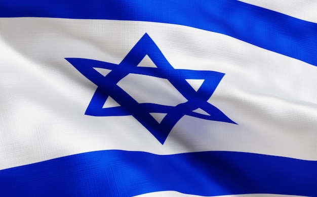 Israël zwaait met de vlag close-up; 3d render; illustratie;
