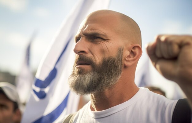 イスラエルの人々が街で行進し,平和を求め,ユダヤ人は戦争に反対し,平和な家を探しています.