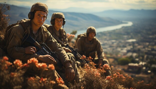 イスラエルの兵士が戦闘写真を撮る