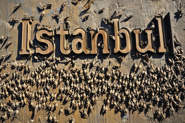 Photo istanbul text made out of cats