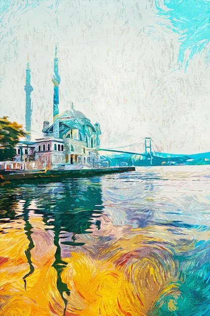 Istanbul Turkey Beautiful Oil Paint Landscape