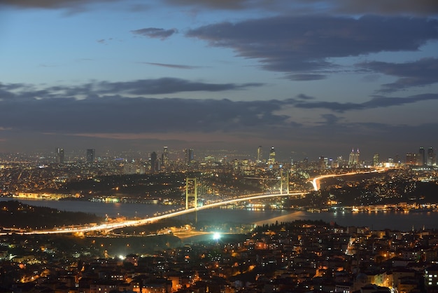 Istanbul Turkey Bosporus Bridge on sunset