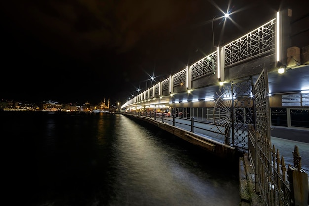 Istanbul Turkey March 10 2016 Galata bridge view during the night time