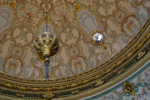 ISTANBUL, TURKEY - MAY 27 : Ornate ceiling in Topkapi Palace and Museum in Istanbul Turkey on May 27, 2018