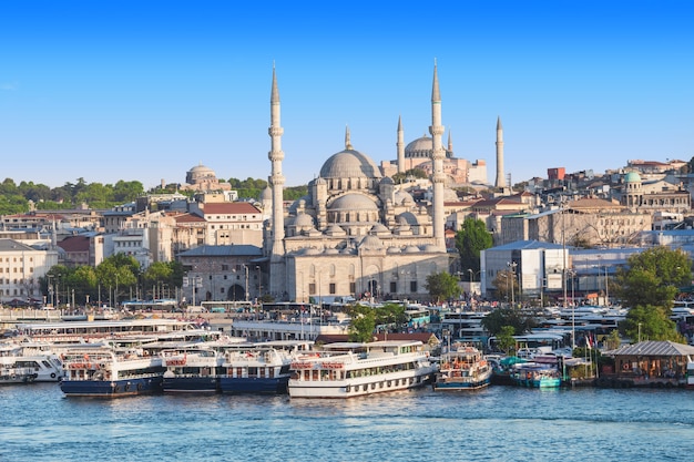 ISTANBUL, TURKEY - SEPTEMBER 08, 2014: The New Mosque (Yeni Cami) originally named the Valide Sultan Mosque on September 08, 2014 in Istanbul, Turkey.