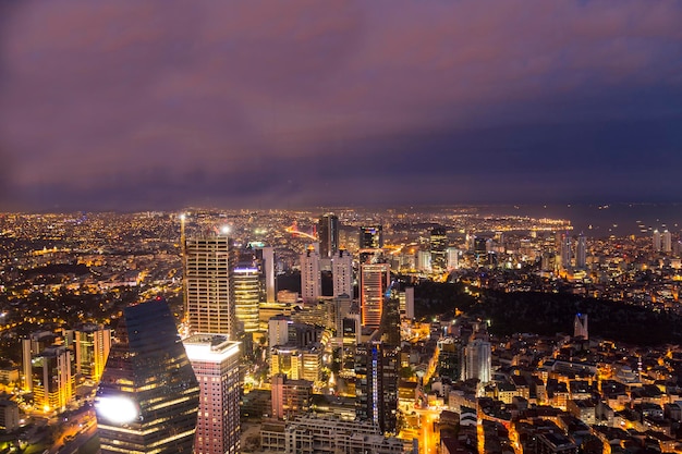 Istanbul view from air shows us amazing twilight scene