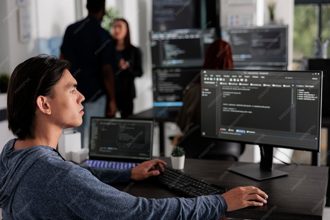Premium Photo | It engineer working on new user interface with online ... image.