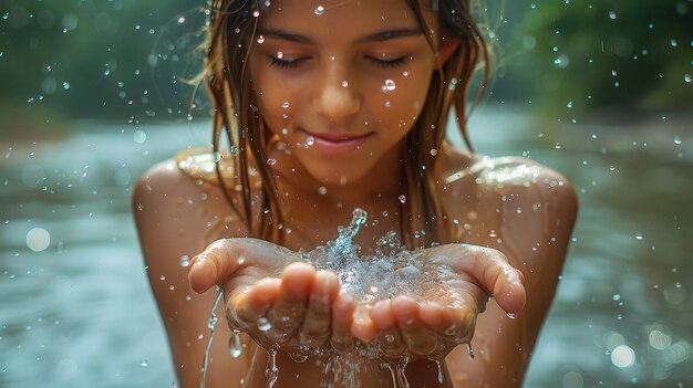 Foto È l'acqua che riempie le palme delle donne