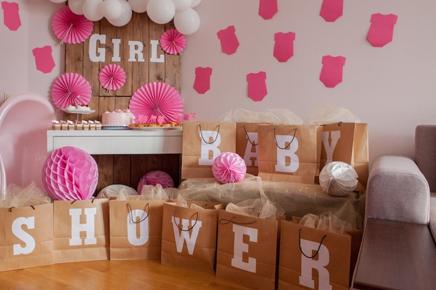 Photo it's a girl baby shower decoration for party