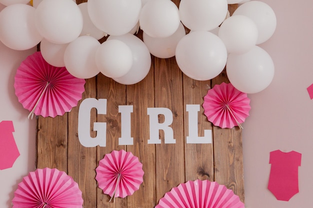 It's a girl. Baby shower. Decoration for party.