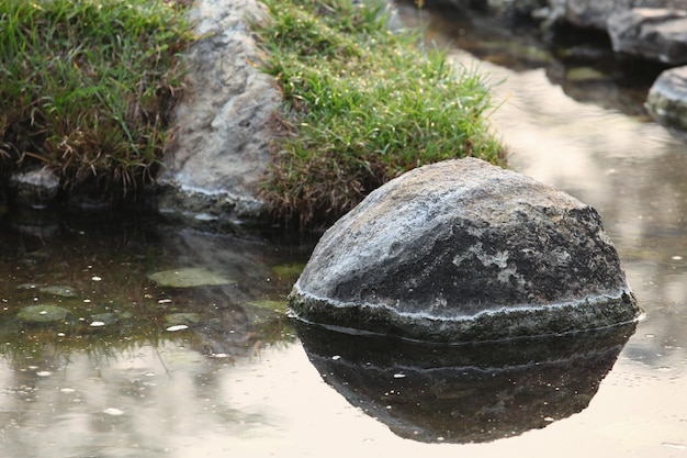 It's a stone in the water.