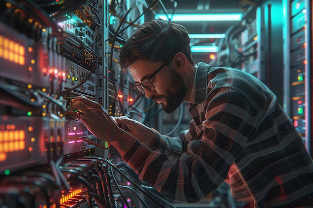 IT specialist troubleshooting a network issue