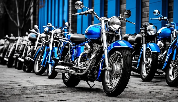 Photo it was a blue motorcycle parked in a narrow alley