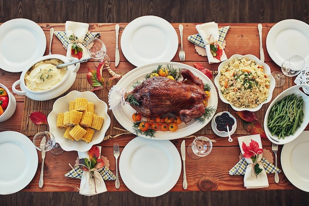 It wont be a feast without the turkey High angle shot of a dining table with a text overlay