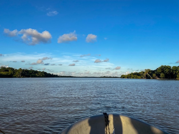 Itacare beach Bahia Brazil Village with fishing boats and vegetation