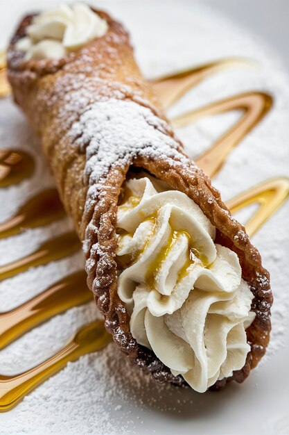 Foto italiaans dessert canolli met traditionele ricotta vulling