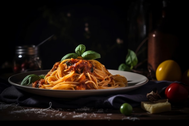 Italiaans eten pasta plaat Genereer Ai