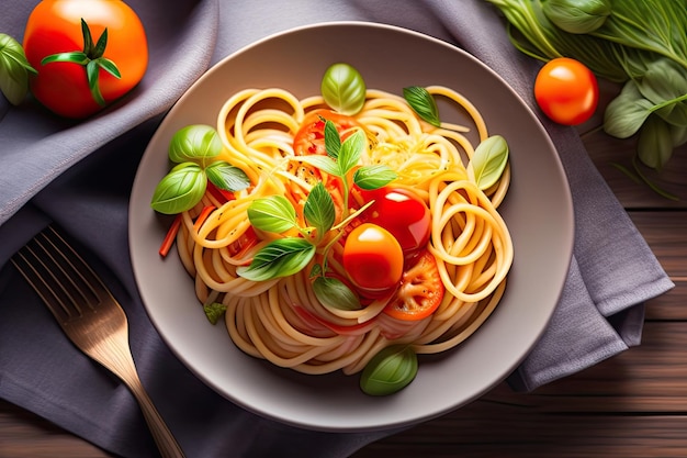 Italiaans eten spaghetti close-up ai gegenereerd