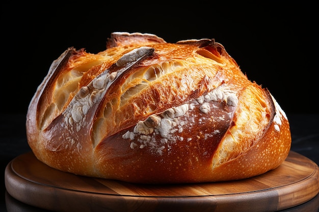 Italiaanse broodkunst rond brood op een zwarte achtergrond