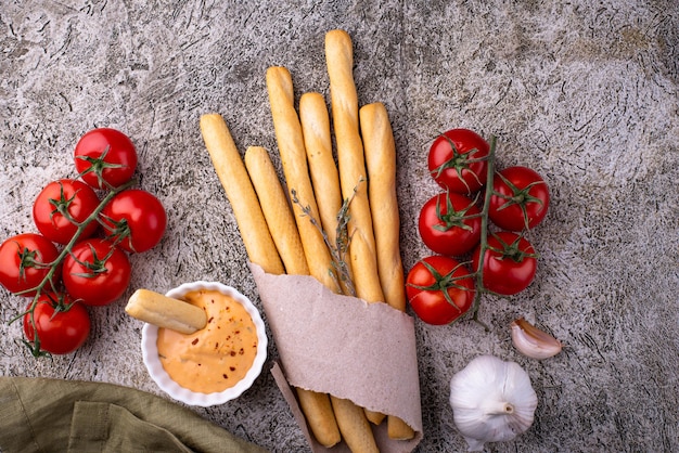 Italiaanse grissini traditionele voorgerecht soepstengel