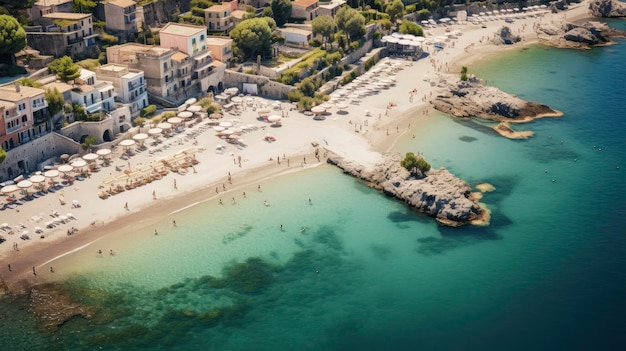 Italiaanse kuststad vanuit een vogel's oogpunt professionele foto