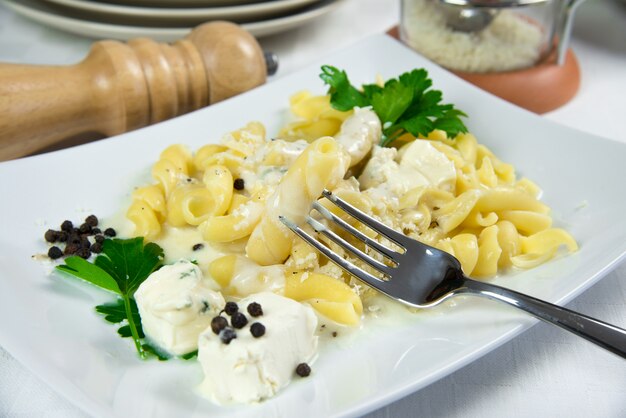 Italiaanse pasta met Blu-kaascrème