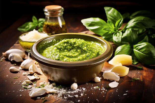 Foto italiaanse pesto saus