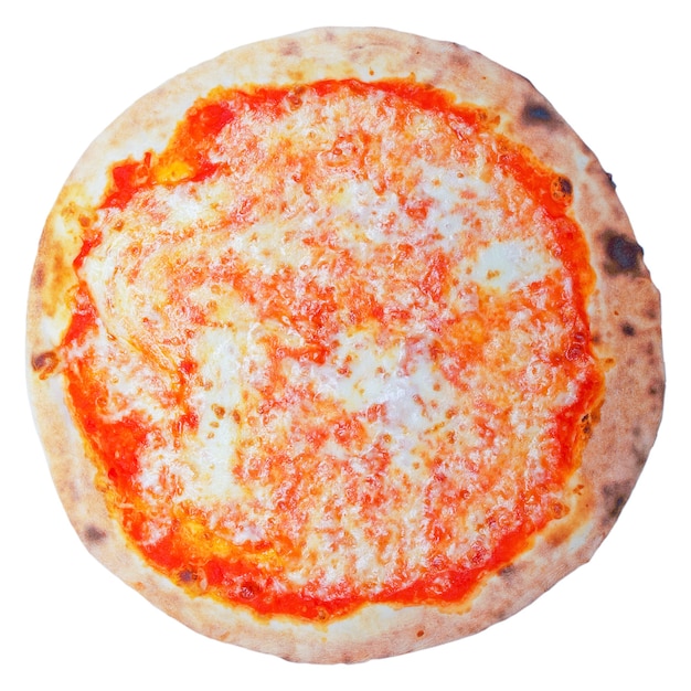 Italiaanse Pizza Margherita (Margarita) met tomaat en Mozzarella-kaas - geïsoleerd op een witte achtergrond