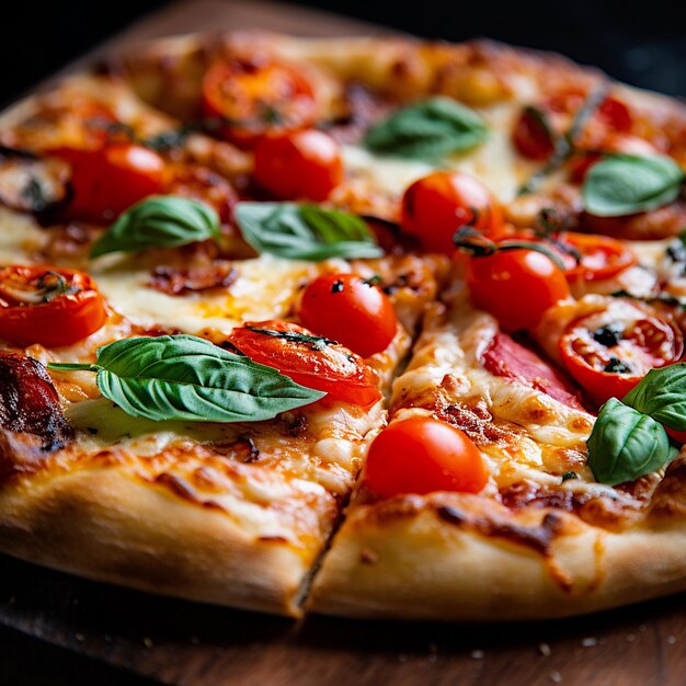 Italiaanse pizza op een houten tafel.