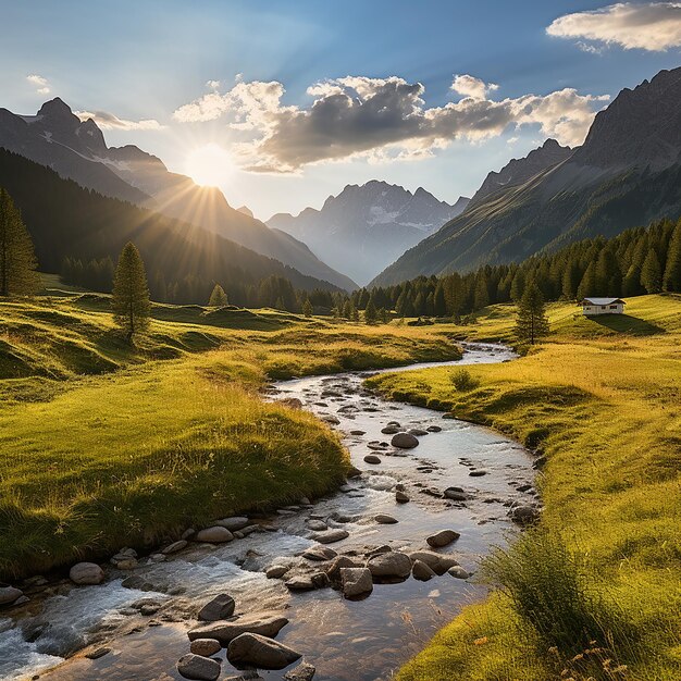 Italiaanse pracht Zonsondergang in de Dolomietenvallei