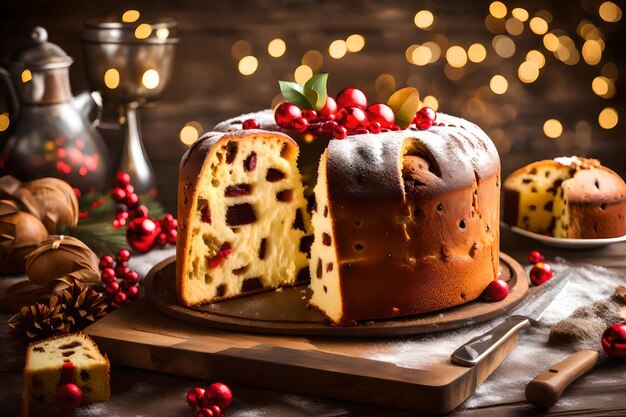 Italiaanse taart genaamd panettone typische kersttaart