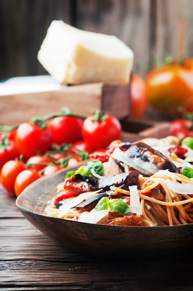 Foto italiaanse traditionele pasta alla norma