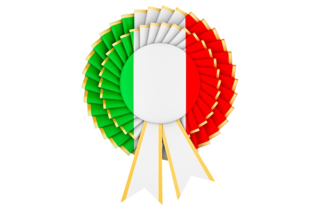 Italiaanse vlag geschilderd op de rozet van het awardlint 3D-rendering
