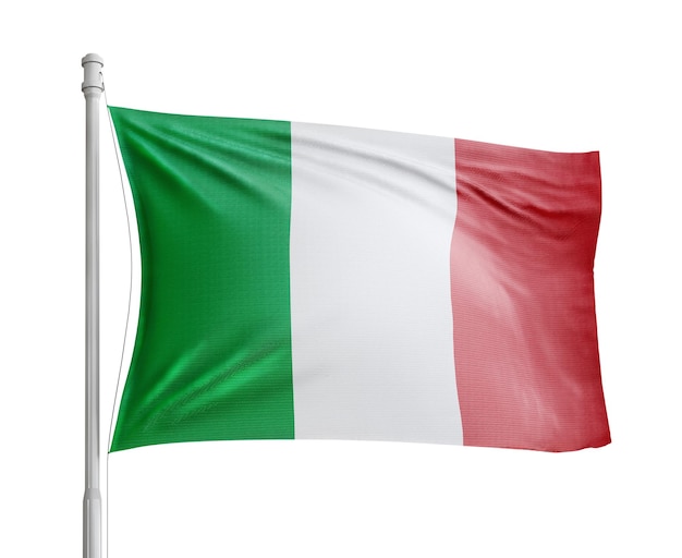 Italiaanse vlaggenpaal op witte achtergrond