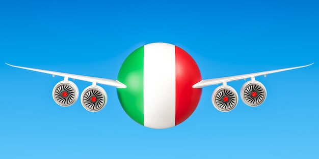 Italian airlines and flyings flights to Italy concept 3D rendering