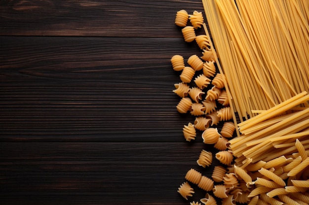 Italian background ingredient uncooked healthy food macaroni spaghetti pasta raw group Generative AI