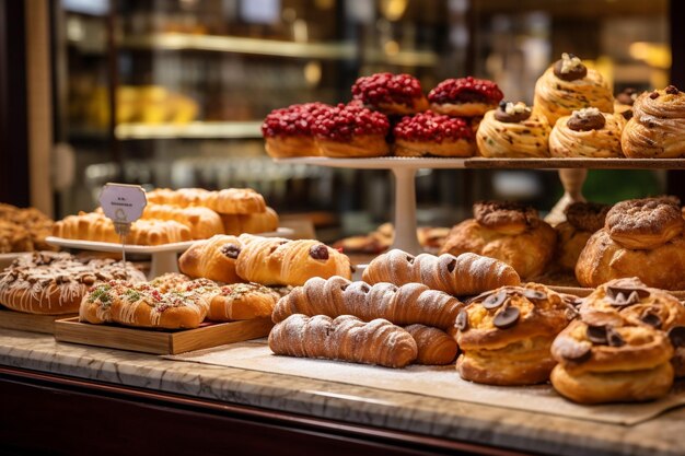 Photo italian bakery counter traditional sicilian pastry fresh and tasty products