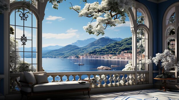 In the Italian Bay Room there is a Blue Bay Outside