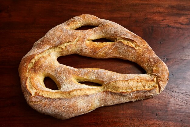 Italian bread on a wooden table