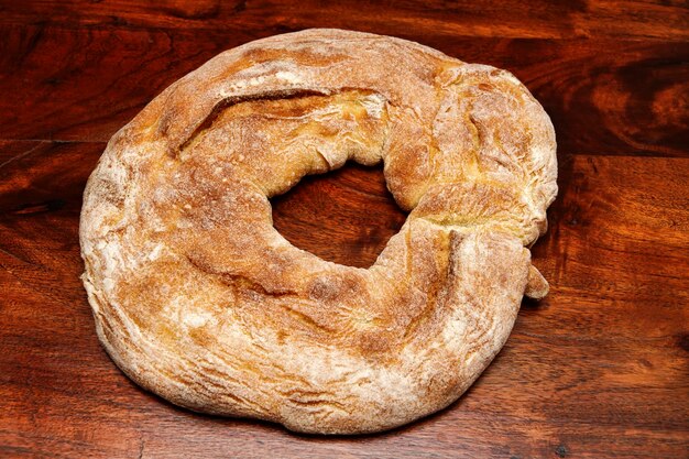 Italian bread on a wooden table