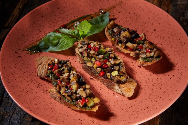 Italian bruschetta with grilled vegetables