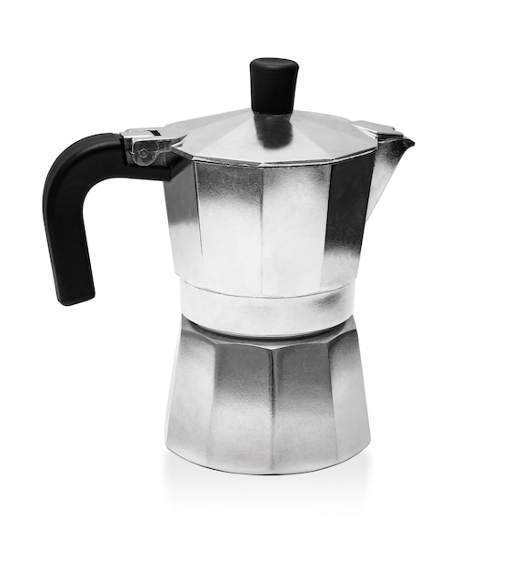 Italian caffettiera coffee pot isolated on white background, clipping path