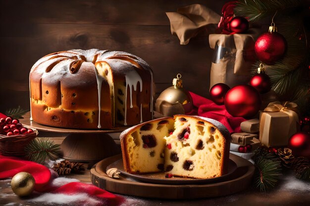 Italian cake named panettone typical christmas cake